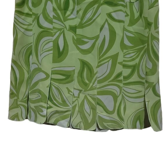 Essential G Green Floral Skirt Size 4 100% Silk - Picture 5 of 8